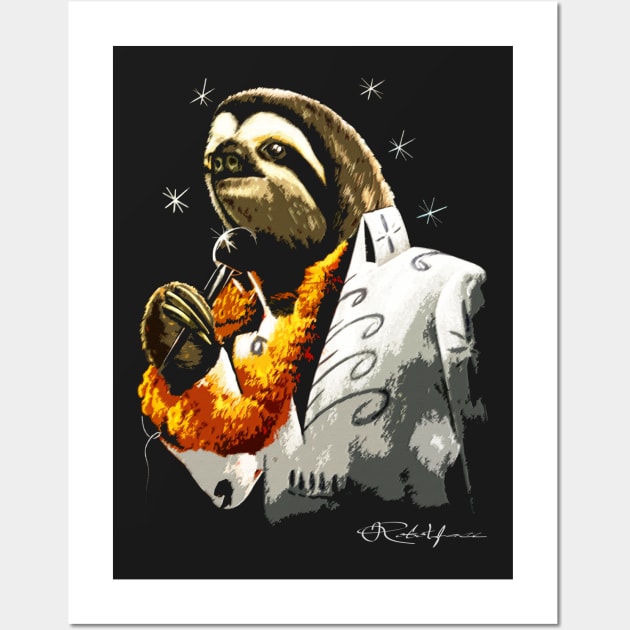 Black Velvet Painting Sloth Wall Art by robotface